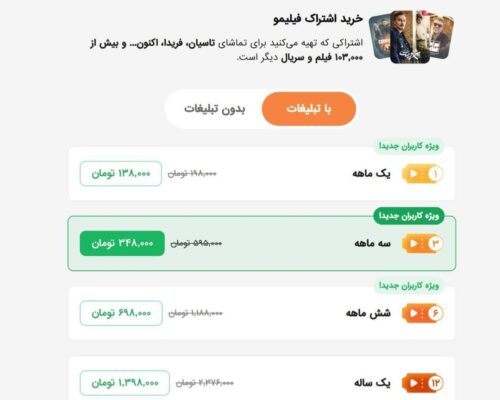 عرضه اشتراک بدون تبلیغ در فیلیمو کلید خورد