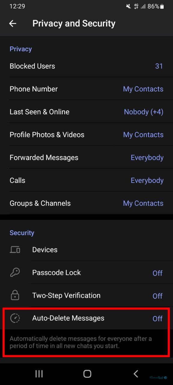 ویژگی حذف خودکار پیام‌های حدید در تلگرام