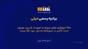 بیانیه میلی درباره دلایل تأخیر در تسویه: ۹۶۵ کیلوگرم طلا در خزانه‌هاست اما دسترسی محدود است