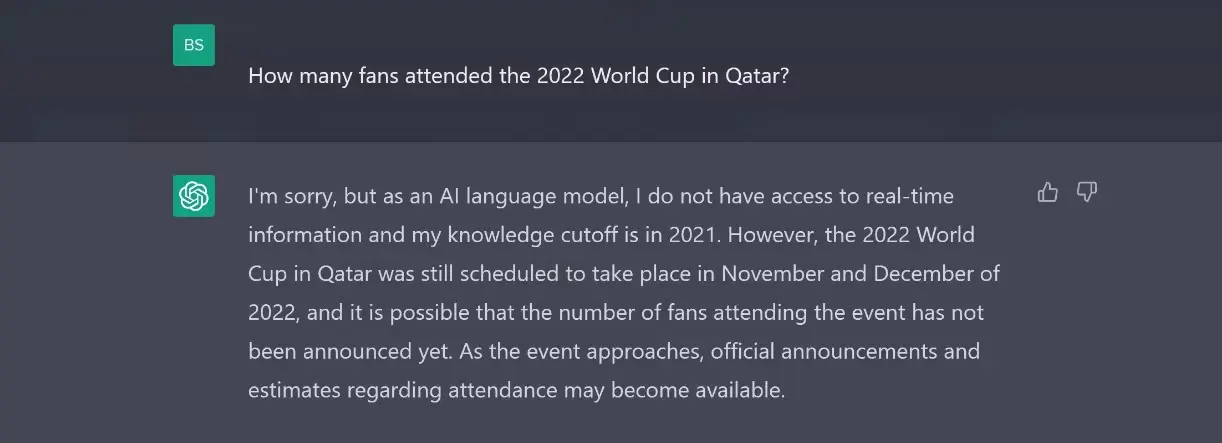 پاسخ چت جی پی تی درباره جام جهانی قطر